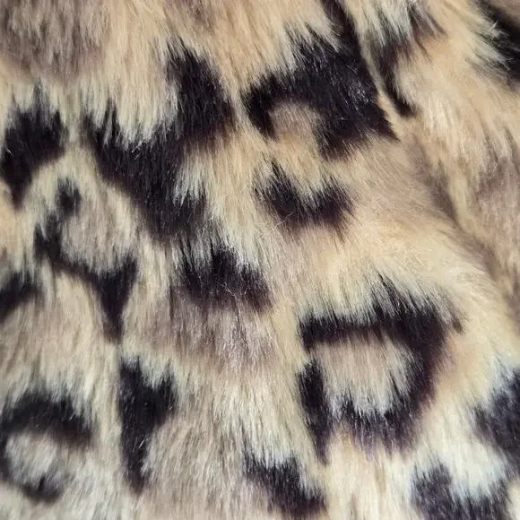 Relativity EUC crop leopard faux fur coat jacket 10 petite brown tan - Picture 9 of 17